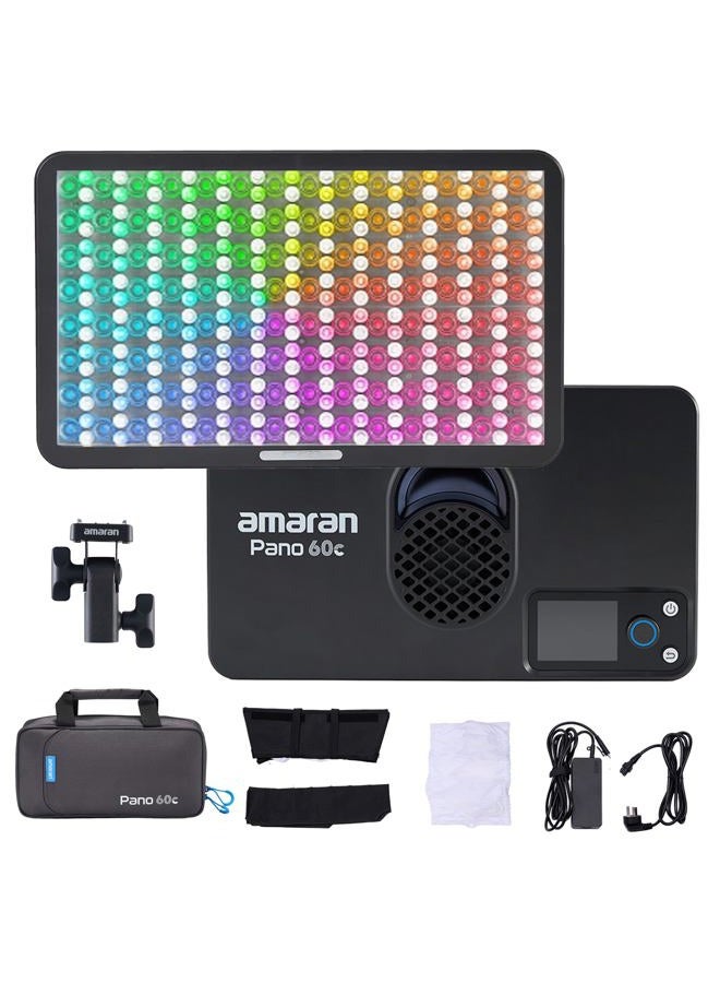 AMARAN Pano 60c Kit Led Video Panel Light 60W RGBWW Full Color Lights,CCT 2,300K-10,000K,12 Lighting Efects,App Control,Support USB-C PD,with Softboxes and Carrying Case (Charcoal) - Image 1