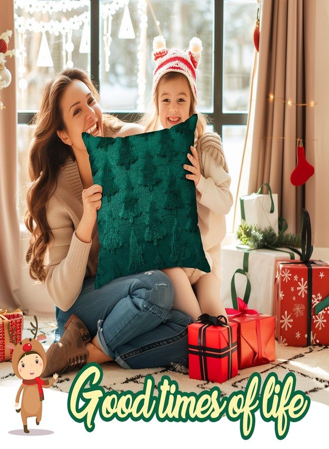 Brightown Christmas Tree 18x18 Throw Pillow Covers Set of 2, Soft Fluffy Pillowcases for Home Decorative Boho Pillow Covers for Couch Bedroom Green-Tree, 18"x18" - Image 2