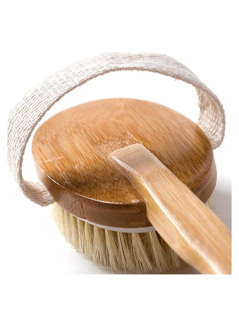 Bath Brush Long Wood Handle Reach Back Body Shower Bristle Scrubber - Image 2
