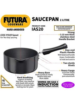 Futura Hard Anodised Saucepan Without Lid And Induction Compatible Base 3.25Mm Thick 2 Liters Black - pzsku/ZA46B8330BBFF69A1D226Z/45/_/1718349958/694ea765-4ac9-4ef2-8894-d46ec0d3dd4b