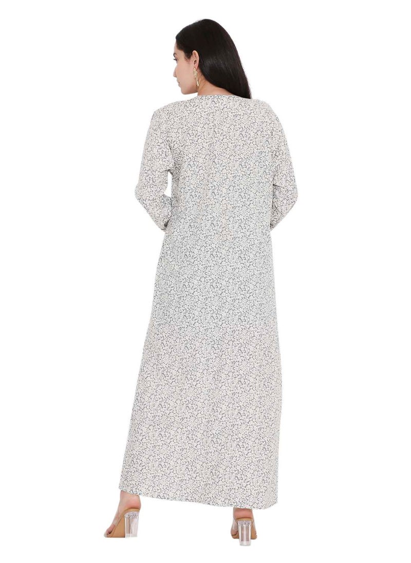 HANA & SARA ELEGANT FARASHA WITH UNIQUE THREAD EMBROIDERY AND STYLISH PRINTED MODEST ARABIC KAFTAN JALABIYA DRESS  - Image 2