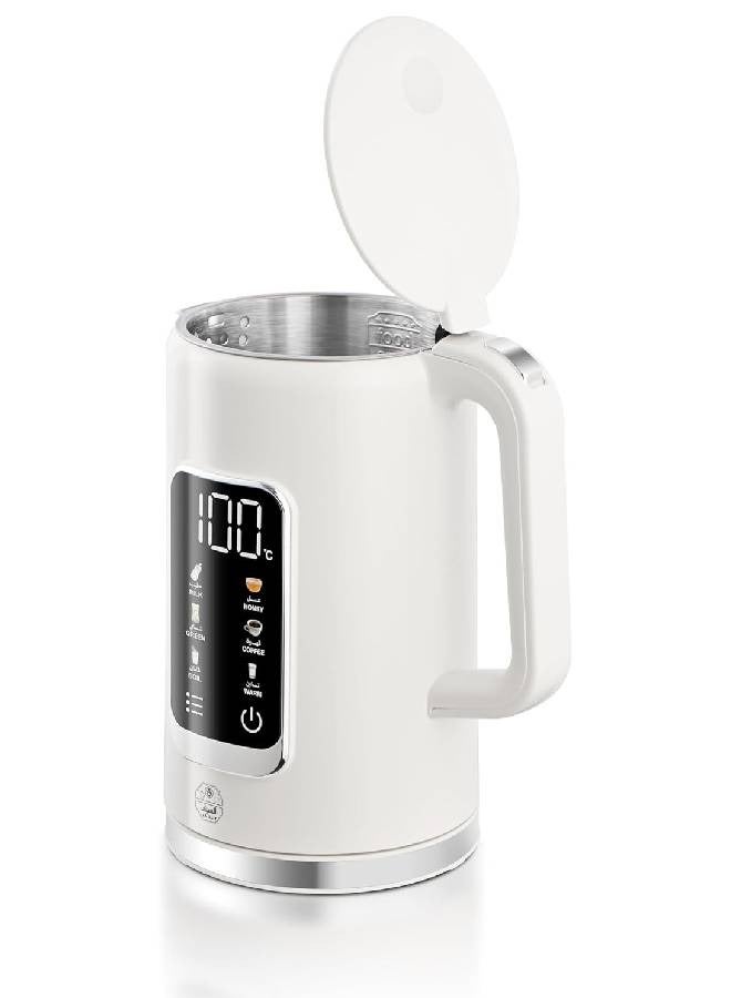 ALSAIF-ELEC Electric Kettle Digital Displays Internal Temperature With  5 Temperature Settings 1.7 L 2200 W E03236 White - Image 2