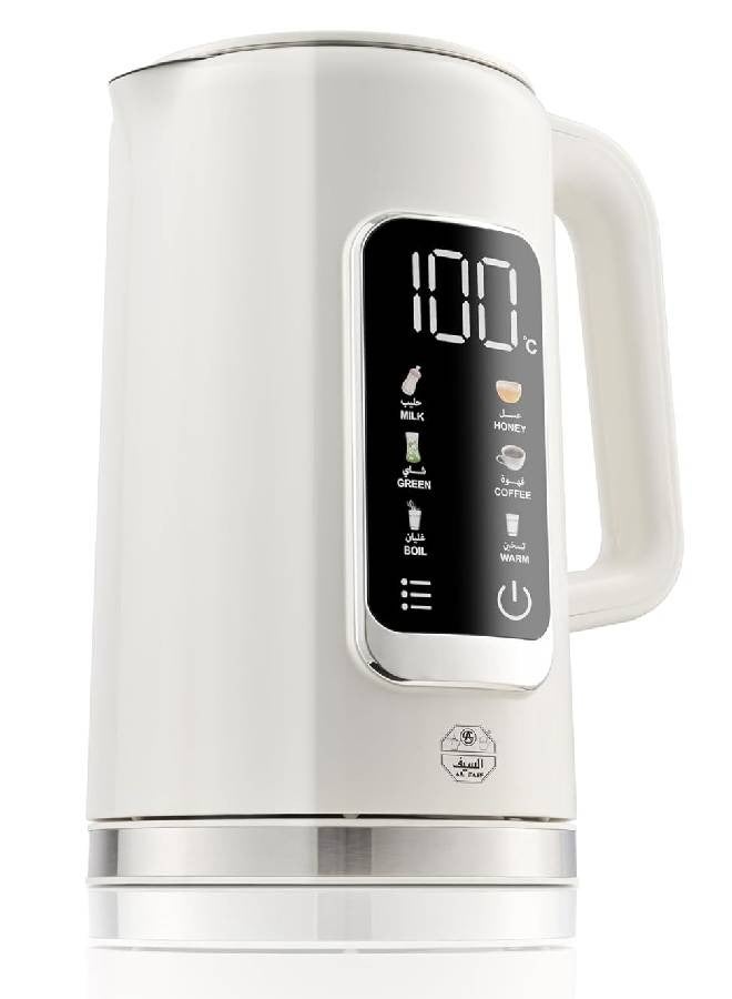 ALSAIF-ELEC Electric Kettle Digital Displays Internal Temperature With  5 Temperature Settings 1.7 L 2200 W E03236 White - Image 4