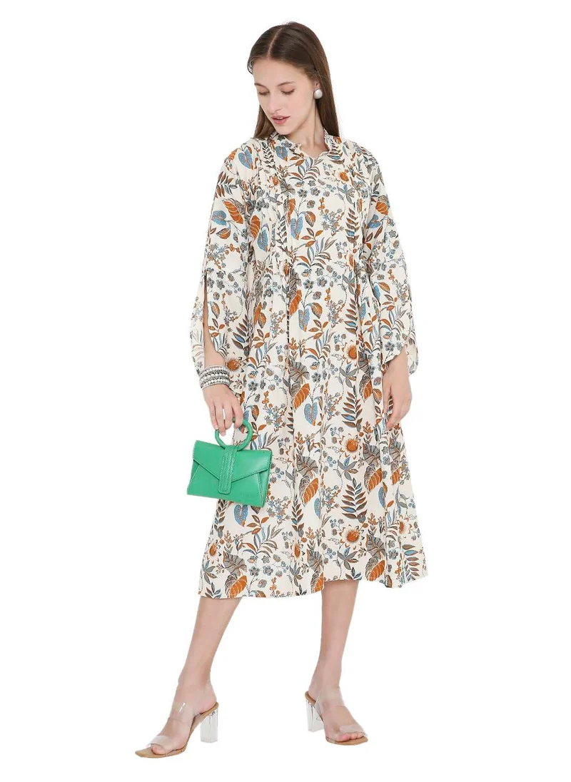 HANA & SARA HIGH QUALITY SHORT PRINTED FARASHA ARABIC KAFTAN JALABIYA DRESS