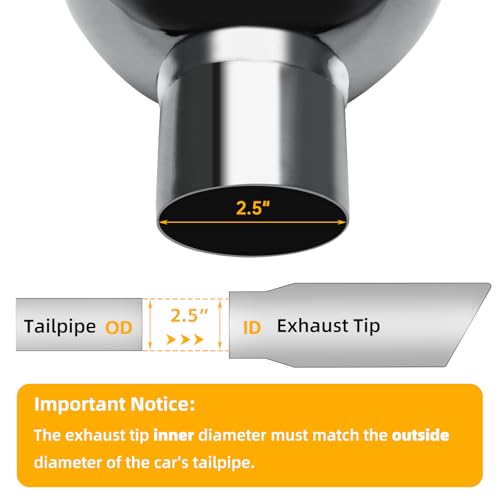 Piclafe 2.5 inch exhaust tip, 2.5" Inlet 6.00" Outlet 12.00" Overall Length, 304 Stainless Steel Chrome Plated Exhaust Tip - Image 5