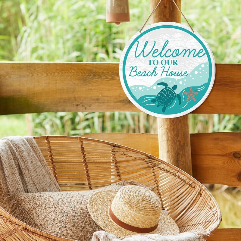 Al Raied ARS® Beach House Welcome Sign Decor - Summer Hanging Wood Sign for Front Door - Image 4