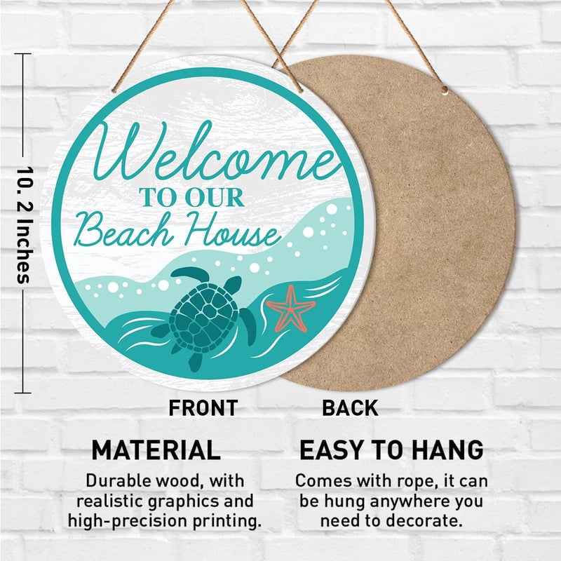 Al Raied ARS® Beach House Welcome Sign Decor - Summer Hanging Wood Sign for Front Door - Image 2