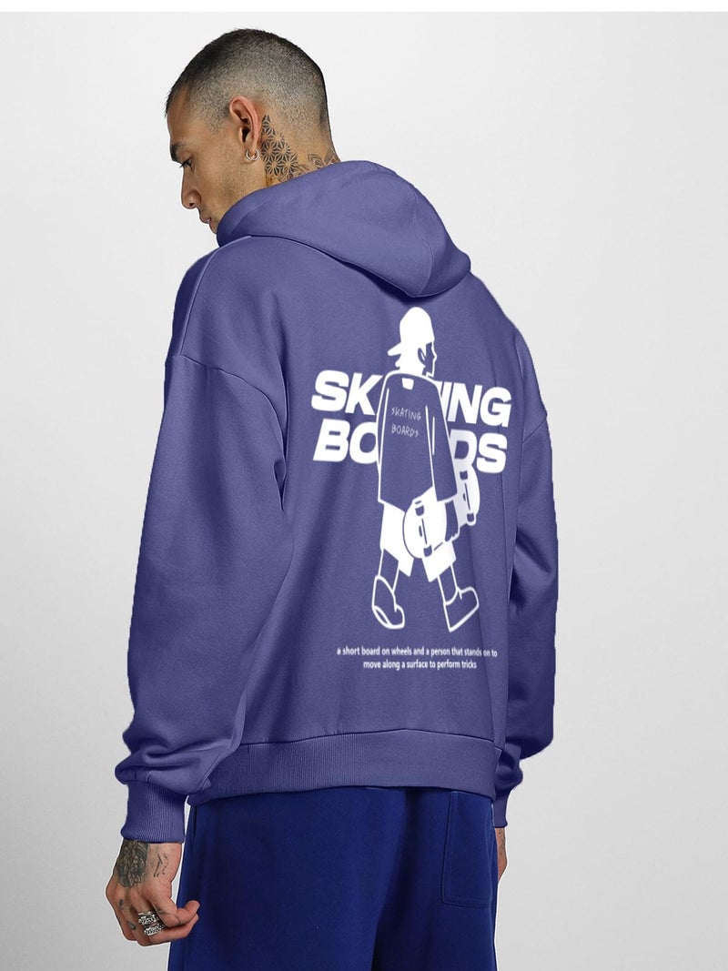Veirdo® Polycotton Spun Oversized Fit Drop Shoulder Hooded Sweatshirt Full Sleeves Back Graphic Printed Jumper Hoodie for Men (OS_HD_VD_SKTC_FD_M) - Image 3