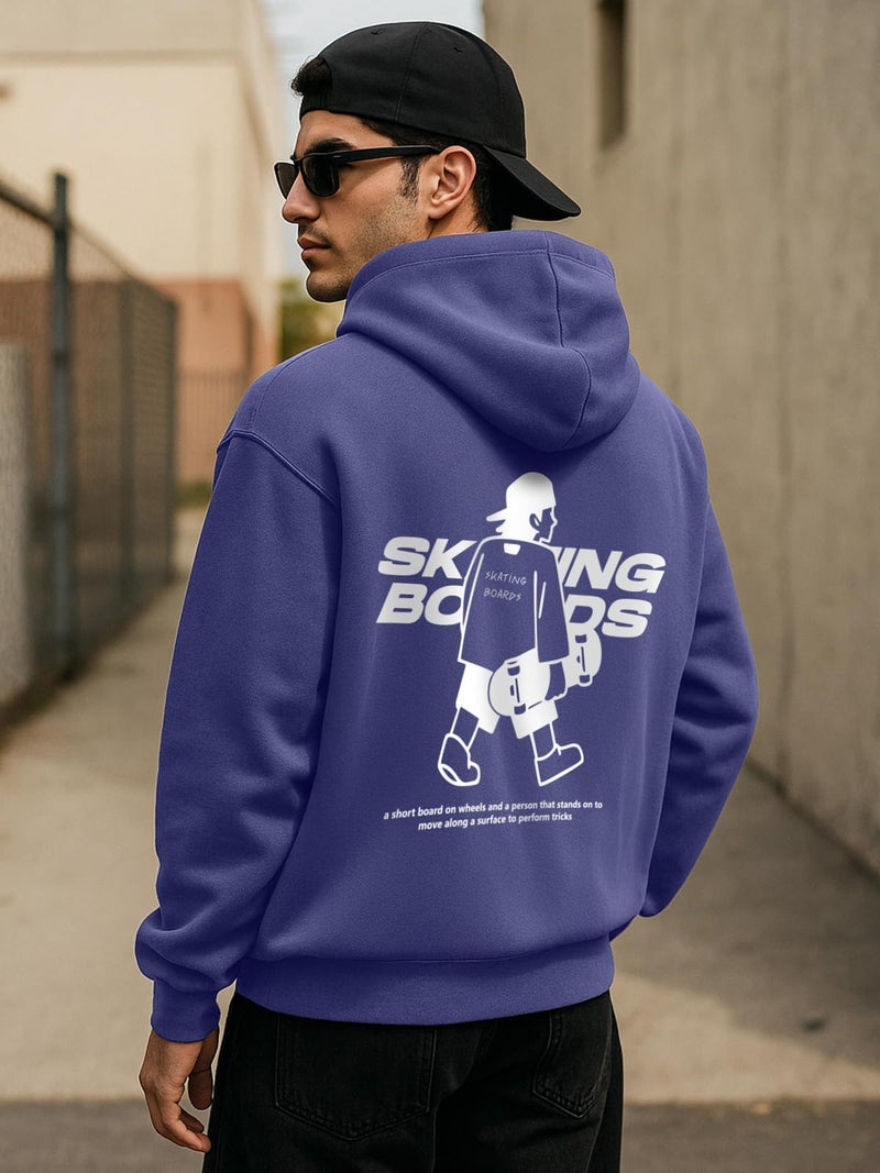 Veirdo® Polycotton Spun Oversized Fit Drop Shoulder Hooded Sweatshirt Full Sleeves Back Graphic Printed Jumper Hoodie for Men (OS_HD_VD_SKTC_FD_M) - Image 4