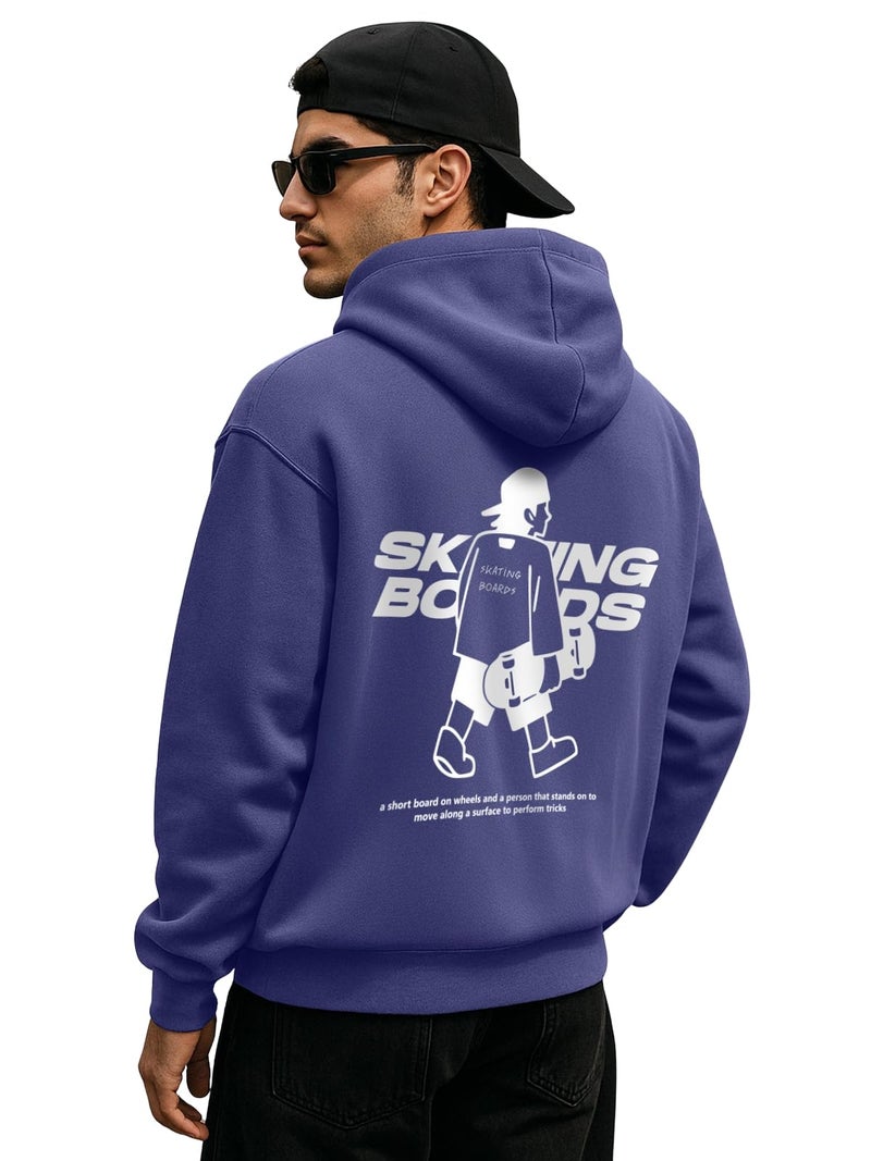 Veirdo® Polycotton Spun Oversized Fit Drop Shoulder Hooded Sweatshirt Full Sleeves Back Graphic Printed Jumper Hoodie for Men (OS_HD_VD_SKTC_FD_M) - Image 1