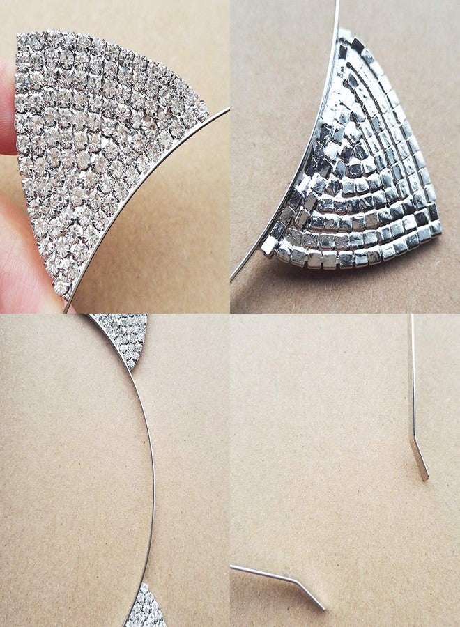 CBLUO 2 Pcs Cat Ears Headband Halloween Rhinestone Kitty Hair Hoops Crystal Cat Kitten Ears Headpiece Hairband Hair Bands Women Christmas Party Decoration Cosplay Costume Handmade Cute Hair Accessories - Image 5