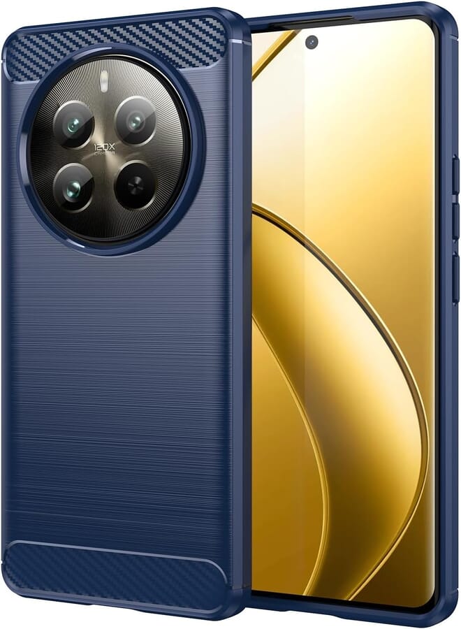 FASCINATION phone case compitable with Realme 12 pro plus (12 pro+) carbon Silicone Case Original Flexible Slim Enhanced Durable Anti-Shock Protector for Realme 12 pro plus (12 pro+) (Blue)