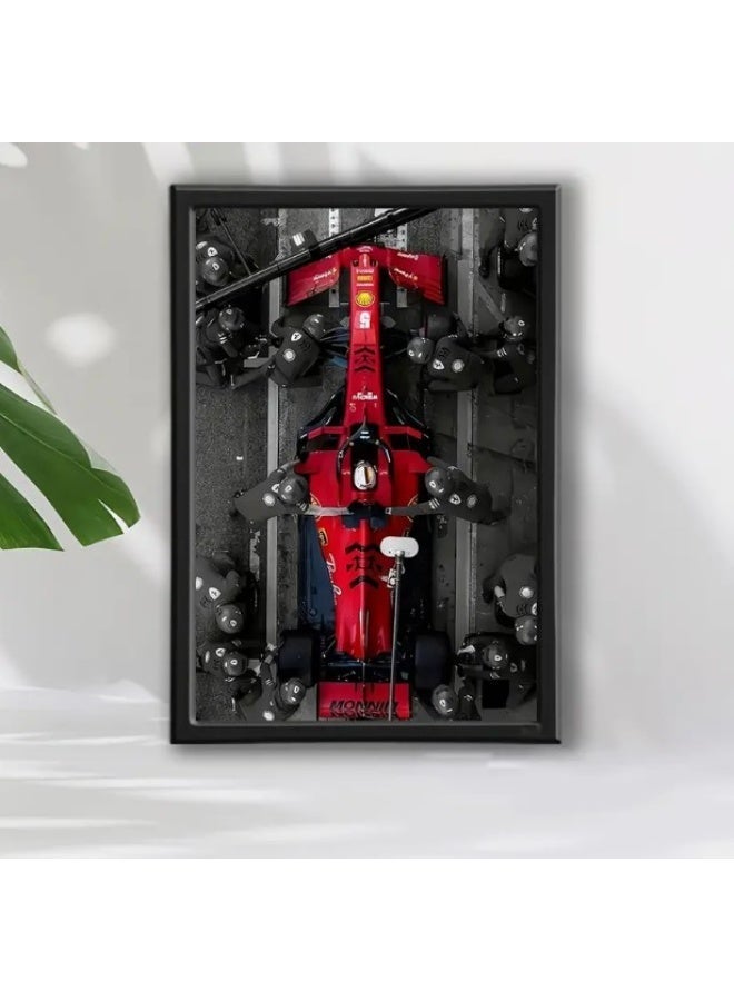 Formula 1 Premium Formula 1 Car Wall Art Frame – Red Racing Car Top View | HD Framed Canvas Print | 60 × 40 cm (Vertical) - Image 3