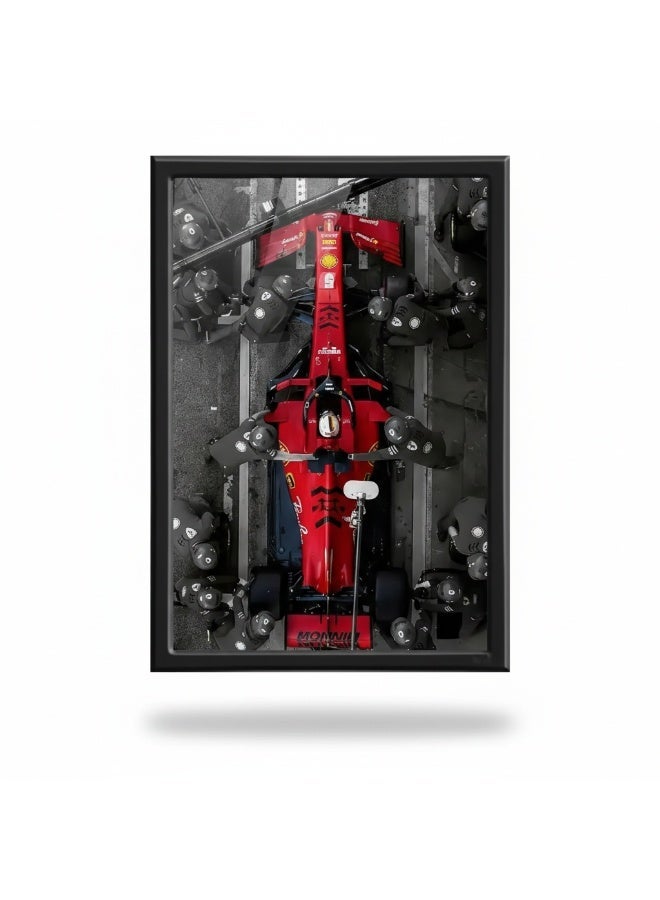 Formula 1 Premium Formula 1 Car Wall Art Frame – Red Racing Car Top View | HD Framed Canvas Print | 60 × 40 cm (Vertical) - Image 1