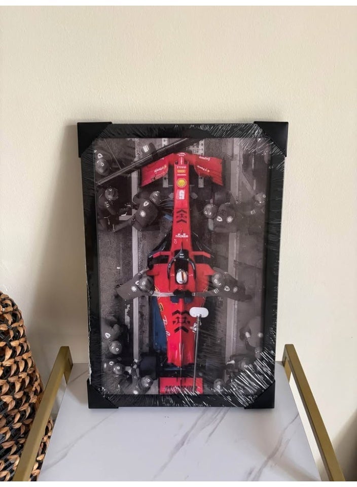 Formula 1 Premium Formula 1 Car Wall Art Frame – Red Racing Car Top View | HD Framed Canvas Print | 60 × 40 cm (Vertical) - Image 2