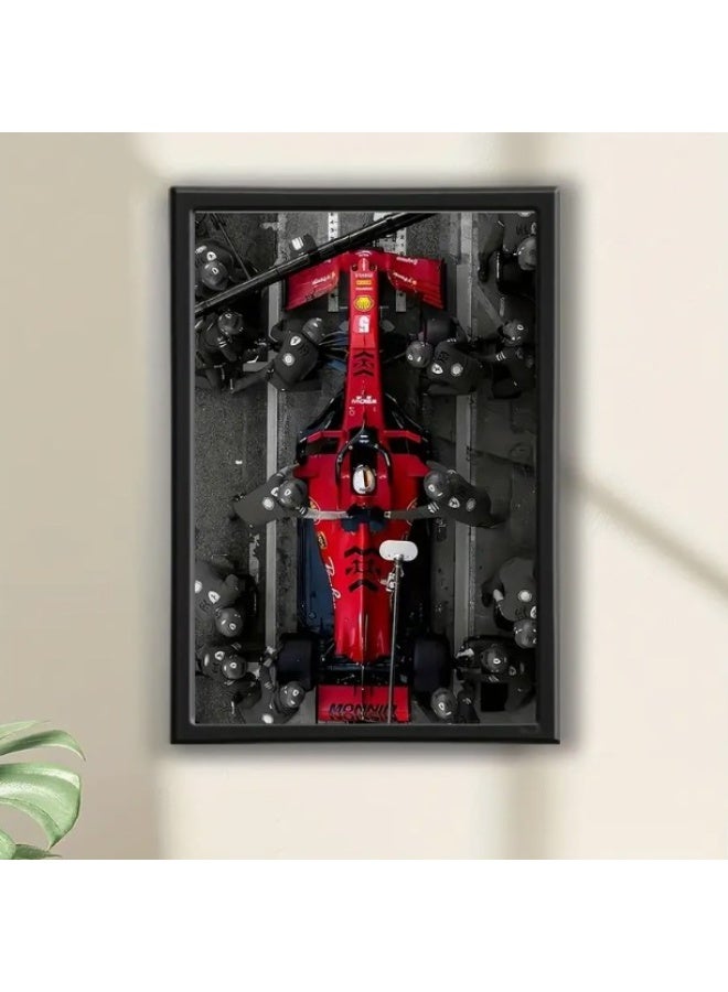 Formula 1 Premium Formula 1 Car Wall Art Frame – Red Racing Car Top View | HD Framed Canvas Print | 60 × 40 cm (Vertical) - Image 4