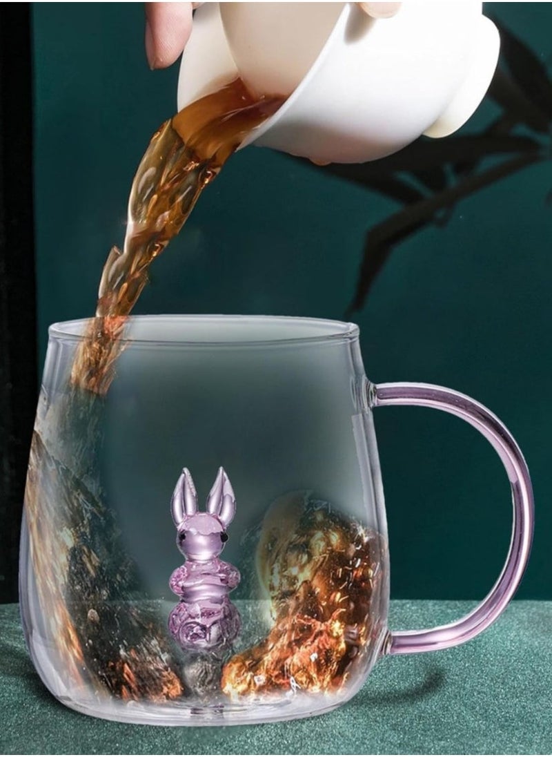 1Chase Borosilicate Three-Dimensional Coffee Cup with Handle 300 ML (Rabbit) - Image 4