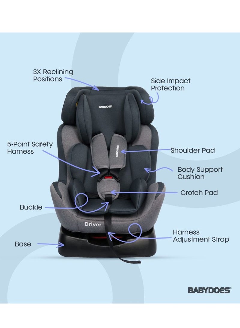 BABYDOES DRIVER - Baby/Infant/Kids Travel Car Seat, Group 0+1+2, Rearward/Forward Facing, 3x Reclining, Padded Seat, 0- 6 Years (Upto 25 kg) - Grey - Image 3