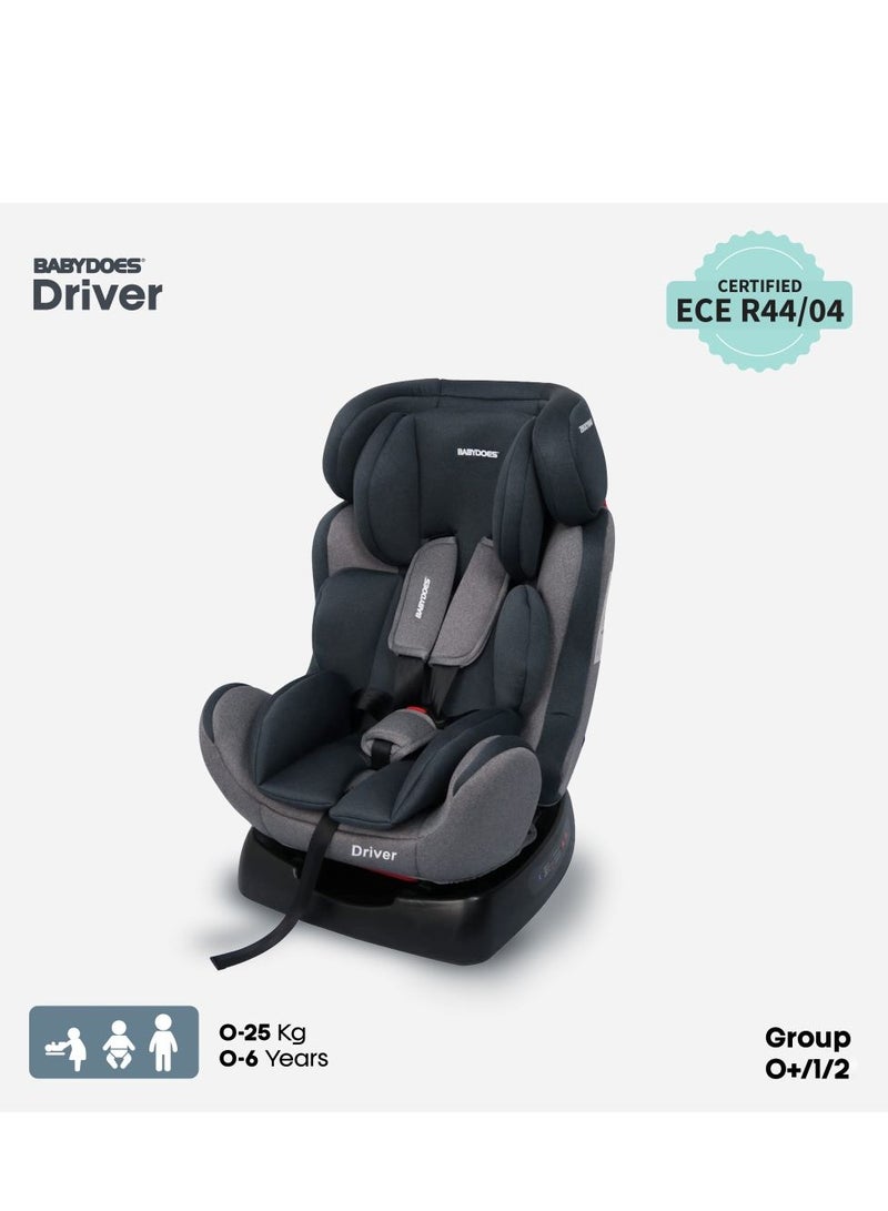 BABYDOES DRIVER - Baby/Infant/Kids Travel Car Seat, Group 0+1+2, Rearward/Forward Facing, 3x Reclining, Padded Seat, 0- 6 Years (Upto 25 kg) - Grey - Image 1