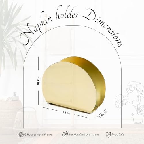 Nestroots Metallic Tissue Paper Holder | 4.3 X 3.3 Inches Finest Napkin Holder for Dining Table & Kitchen | Golden Tissue Stand for Home, Office & Restaurant - Image 3
