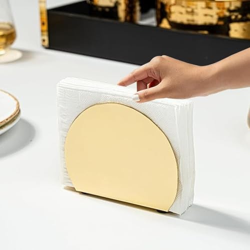 Nestroots Metallic Tissue Paper Holder | 4.3 X 3.3 Inches Finest Napkin Holder for Dining Table & Kitchen | Golden Tissue Stand for Home, Office & Restaurant - Image 4