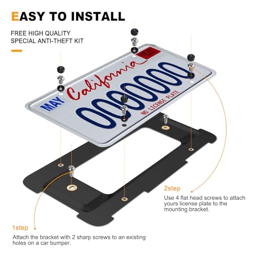 ZXFOOG Rear License Plate Holder Bracket for BMW 1/2/ 3/5 / 6/ X Series, 328i 323i 528i M3, Mini Cooper, Bumper Trunk Car Tag Frame with Screws, Replace 51187160607 511882380615 - Image 4