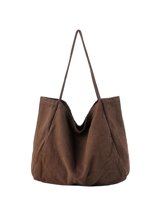 YAVCOOL Canvas Tote Bag for Women Large Hobo Shoulder Bag for Work Travel Casual Message Bag Tote Purse handbags, 1-coffee, Large - Image 1