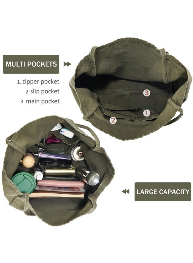 YAVCOOL Canvas Tote Bag for Women Large Hobo Shoulder Bag for Work Travel Casual Message Bag Tote Purse handbags, 1-coffee, Large - Image 5