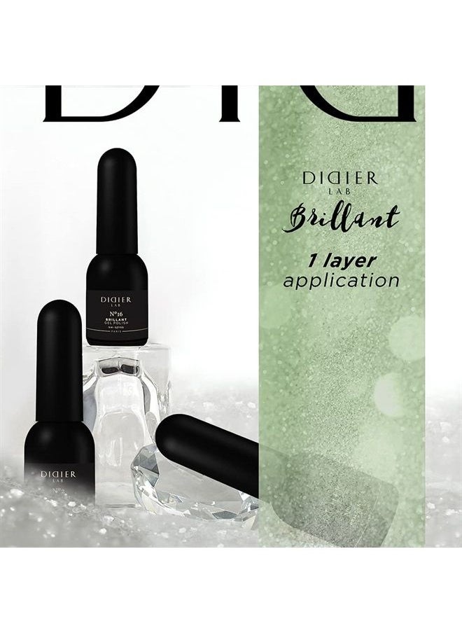 DIDIER LAB - – Gel Polish Brillant No 16 – Professional Manicure Pedicure Nail Gel Polish with Sparkling Platinum Hue –Light Reflective Shimmer - Rich Pigment for Complete Nail Coverage – UV LED Lamps - Image 1
