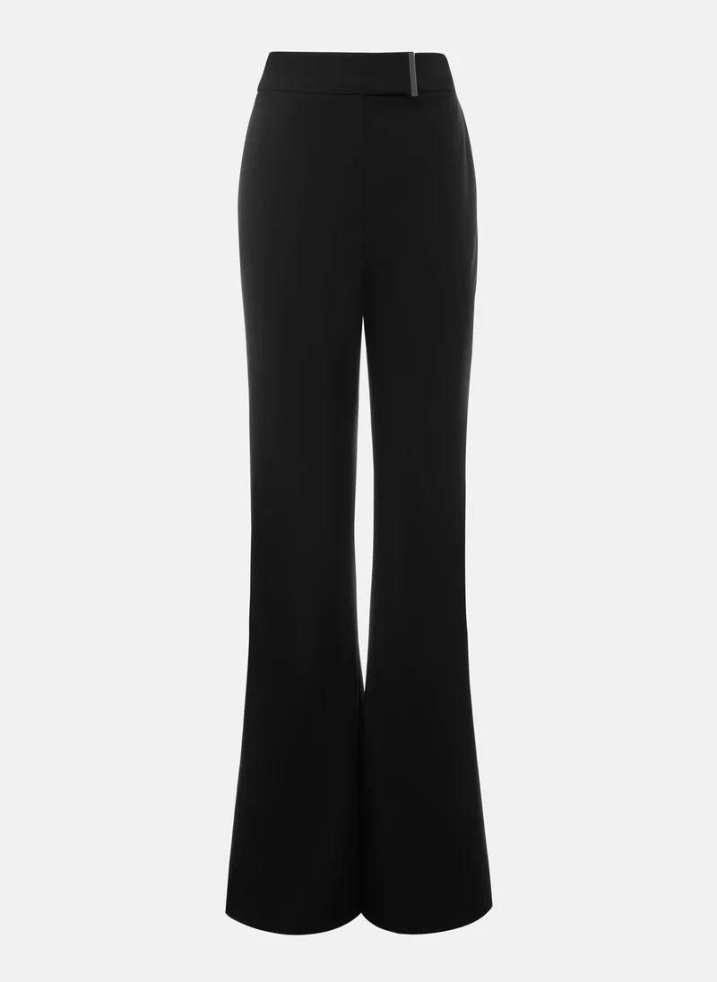 ليتشي سروال واسع بحزام مع ديكور فضي اللون