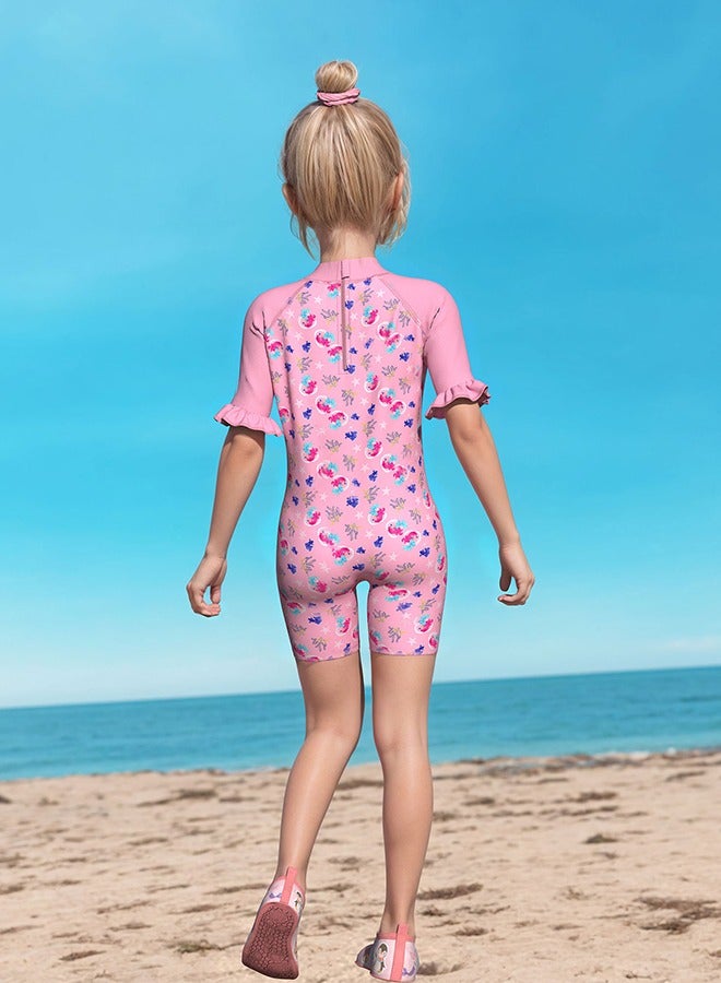 Generic Children'S Mermaid Swimsuit Long-Sleeved One-Piece Sun Protection Children'S Swimsuit With Swimming Cap Suitable For Height 110-120cm, Girls - Image 3