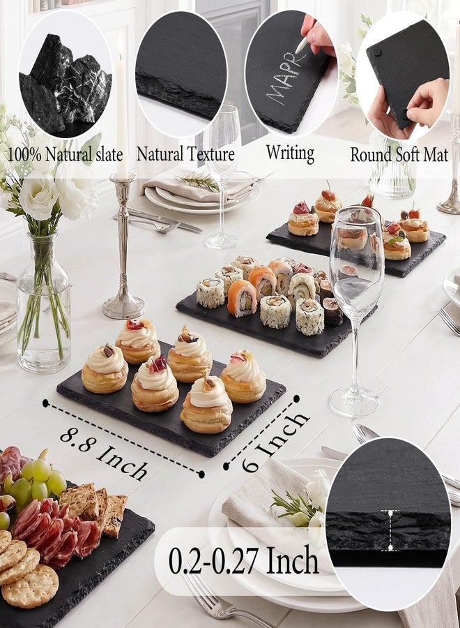 MAPRIAL Slate Cheese Boards, 6 Pack 8.8 x 6” Mini Slate Charcuterie Boards Stone Cutting Plates Serving Tray Black Platter for Sushi, Party, Wedding, Housewarming Gifts, Christmas - Image 2
