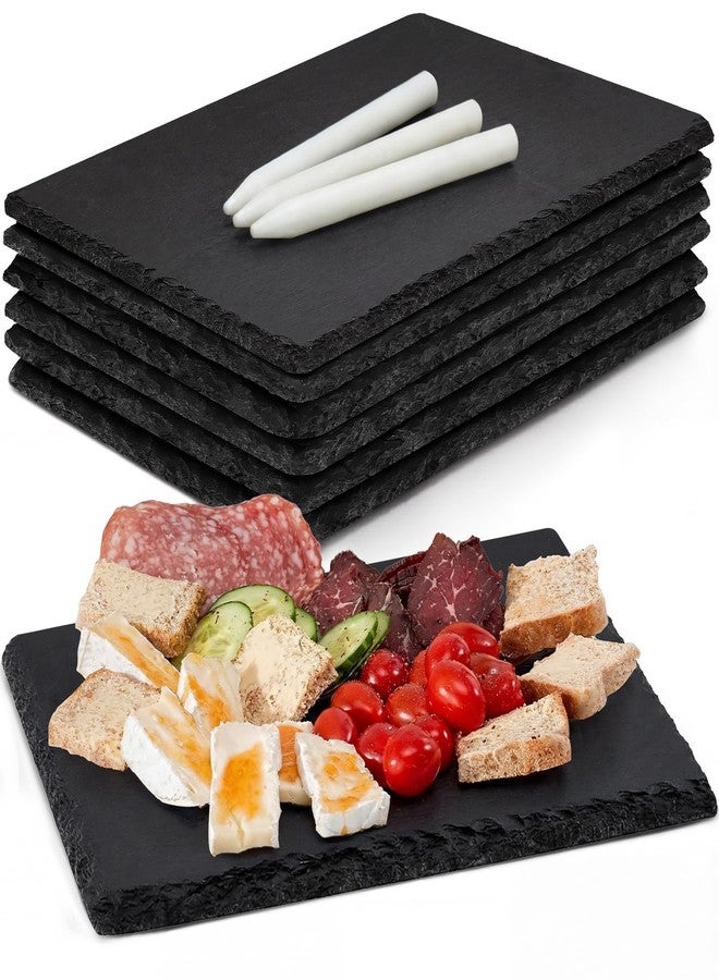 MAPRIAL Slate Cheese Boards, 6 Pack 8.8 x 6” Mini Slate Charcuterie Boards Stone Cutting Plates Serving Tray Black Platter for Sushi, Party, Wedding, Housewarming Gifts, Christmas - Image 1