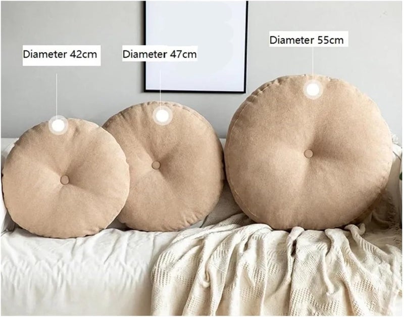 Floor Seat Pillow Solid Color Suitable for Yoga Round Pads Mat Pouf Sofa Chair Bed(RD Grey,55cm) - Image 3
