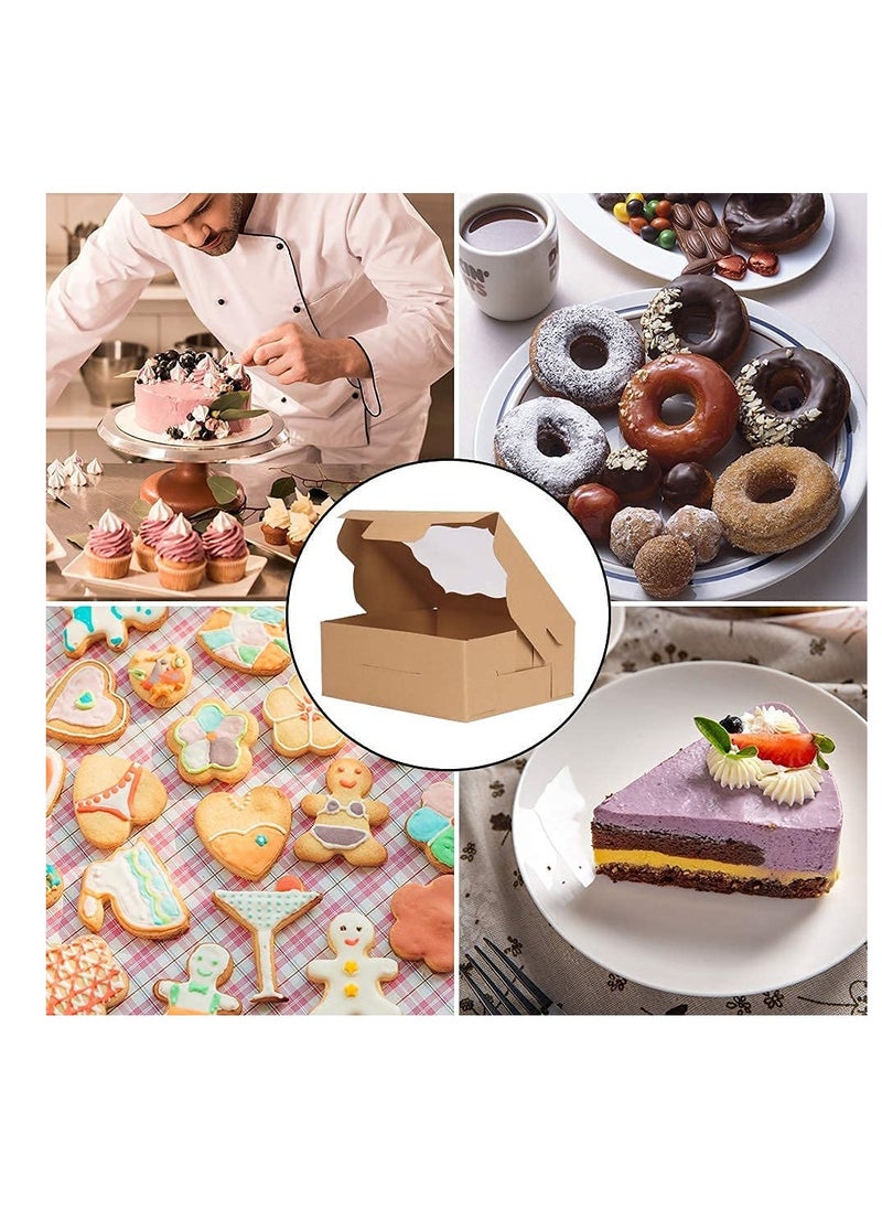 SYOSI - Cake Box,Brown Cookie Boxes with PVC Window Paper Bakery Boxes Pastry Boxes Cupcake Boxes, for Pies, Donuts, Cookies and Muffins, Small Natural Craft Paper Box 20 Pcs, 4 x 4 x 2.5 Inches - Image 1