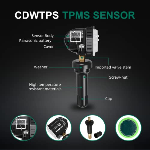 CDWTPS TPMS Sensor GM 4-Pack, 315MHZ Tire Pressure Monitor System for Chevy Silverado GMC Buick Cadillac Hummer Pontiac GM SAAB Saturn Replace#13598771,13598772,13586335,13581558,20923680 - Image 4