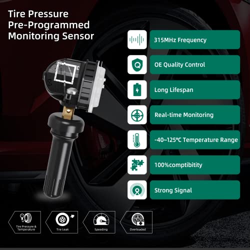 CDWTPS TPMS Sensor GM 4-Pack, 315MHZ Tire Pressure Monitor System for Chevy Silverado GMC Buick Cadillac Hummer Pontiac GM SAAB Saturn Replace#13598771,13598772,13586335,13581558,20923680 - Image 3