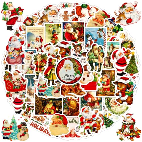 DothRayan 100PCS Vintage Christmas Stickers Santa Claus Snowman Sticker Pack for Kids Teens Waterproof Holiday Stickers Decals for ScrapbookCards Christmas Vsco Sticker for Kids - Image 1