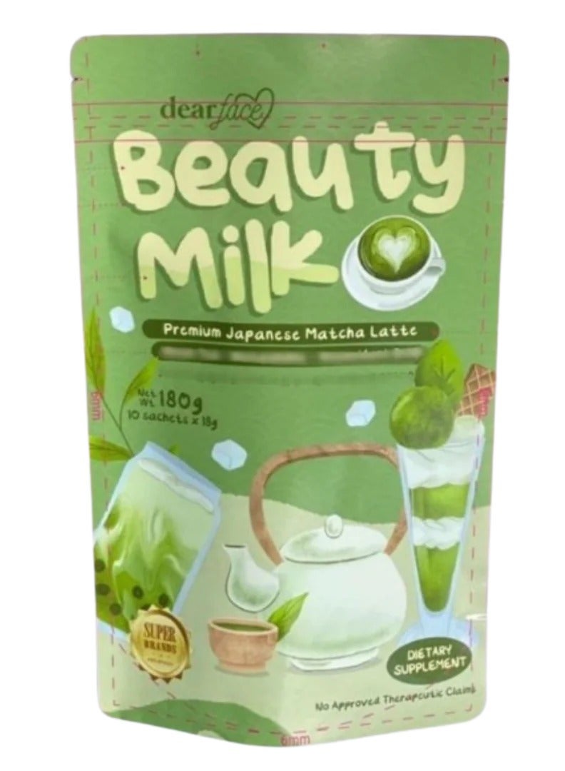 Dear Face Matcha Beauty Milk – Premium Collagen & Glutathione Drink | Energy, Detox, Skin Brightening | Japan Formula - Image 1