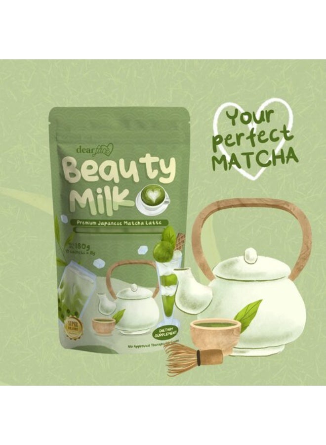 Dear Face Matcha Beauty Milk – Premium Collagen & Glutathione Drink | Energy, Detox, Skin Brightening | Japan Formula - Image 2