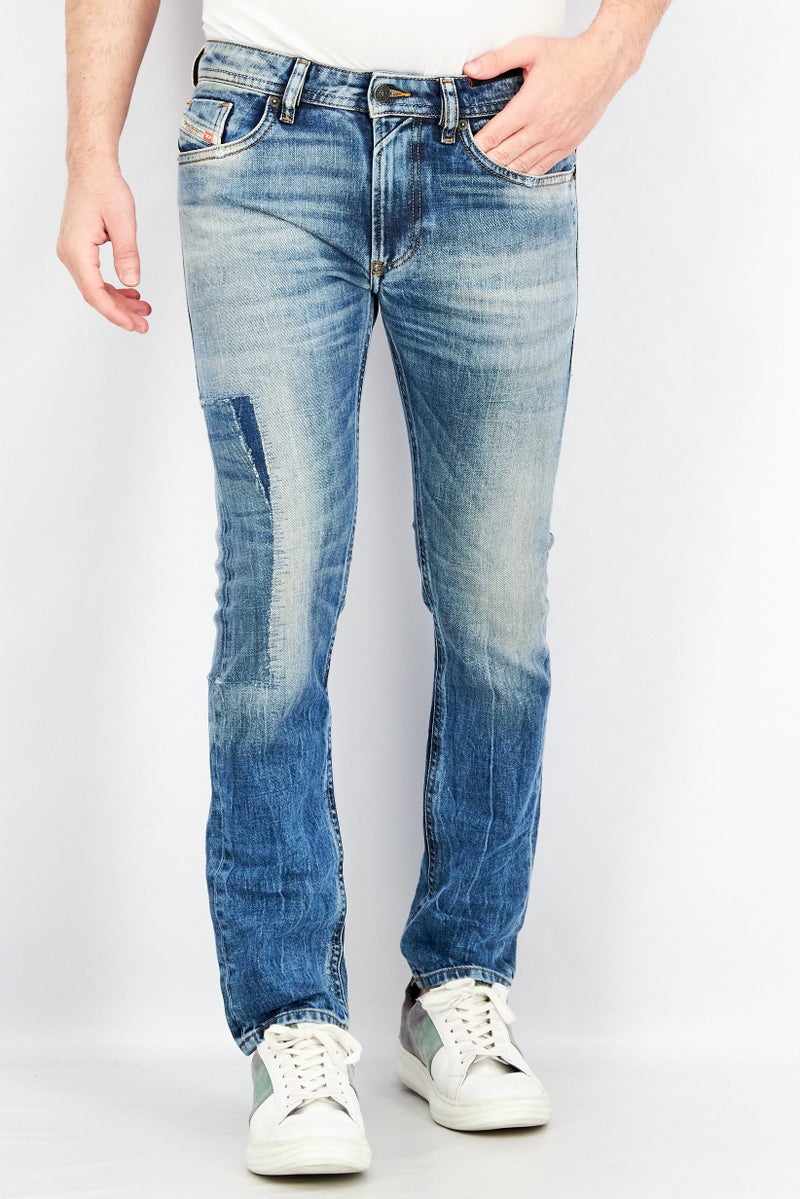 DIESEL جينز دنيم ضيق للرجال، مغسول وقابل للتمدد، أزرق - Image 1