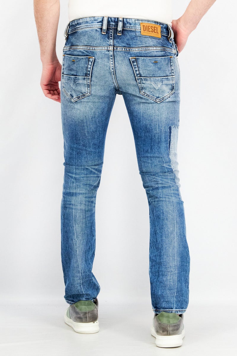 DIESEL جينز دنيم ضيق للرجال، مغسول وقابل للتمدد، أزرق - Image 3