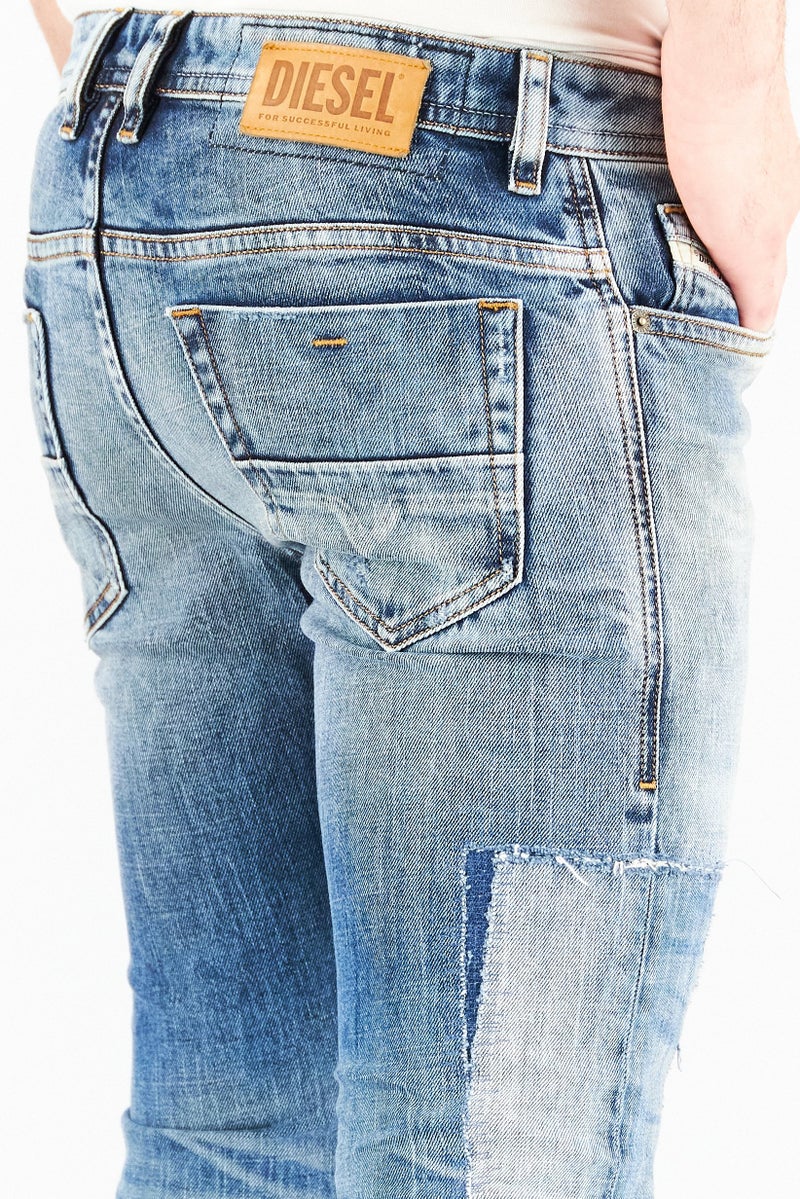 DIESEL جينز دنيم ضيق للرجال، مغسول وقابل للتمدد، أزرق - Image 4