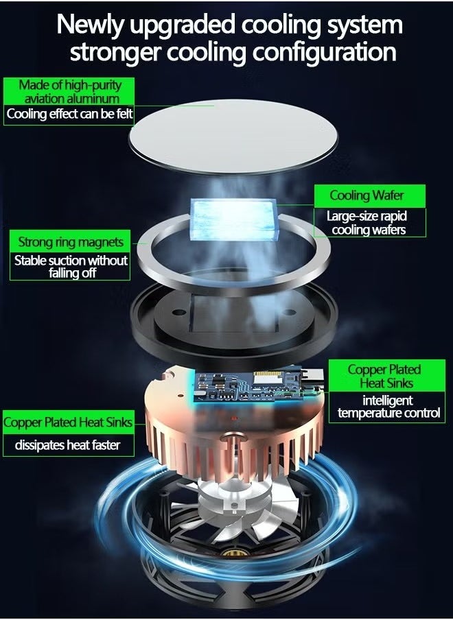 Phone Cooler Phone Cooling Fan for Gaming 2 Modes Adsorption Design Semiconductor Phone Cooler with RGB Light Mini Phone Cooler for Mobile Phone Tablet PC  - Image 4