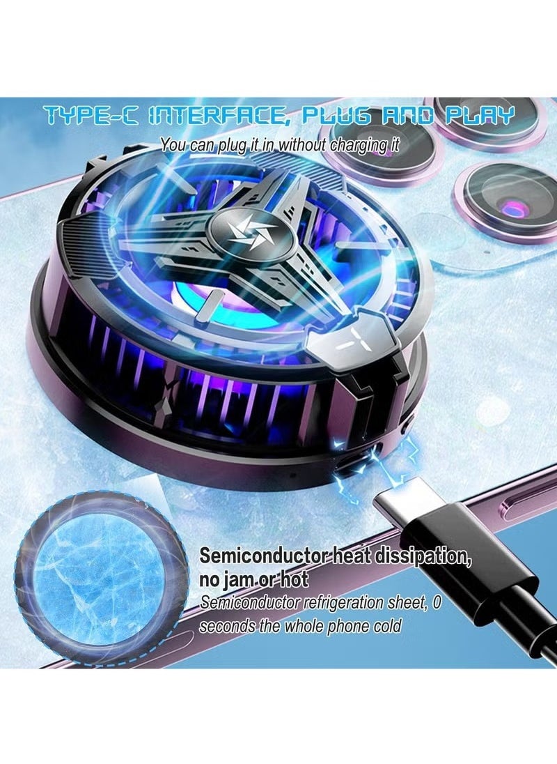 Phone Cooler Phone Cooling Fan for Gaming 2 Modes Adsorption Design Semiconductor Phone Cooler with RGB Light Mini Phone Cooler for Mobile Phone Tablet PC  - Image 2