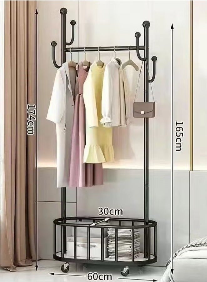 Beauenty Coat Rack, Clothes Rack, Large Capacity Storage Rack Multifunctional Clothing and Shoe Storage Rack, Suitable for Bedroom, Porch, Office Furniture (Color: Black, Size: 60 CM)  - Image 3