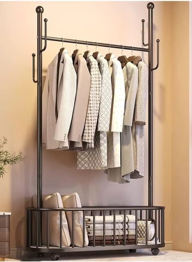 Beauenty Coat Rack, Clothes Rack, Large Capacity Storage Rack Multifunctional Clothing and Shoe Storage Rack, Suitable for Bedroom, Porch, Office Furniture (Color: Black, Size: 60 CM)  - Image 5