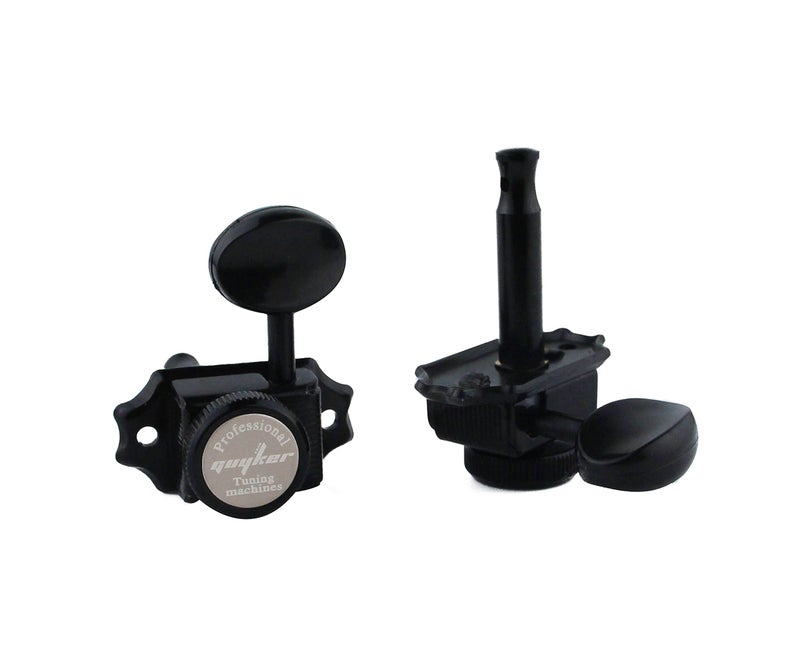 Guyker Guitar Locking Tuners (3L + 3R Handed) â€“ Vintage Deluxe Lock String Tuning Key Pegs Machine Heads Replacement Parts for ST TL Style Electric, Folk or Acoustic Guitars â€“ Black - Image 5