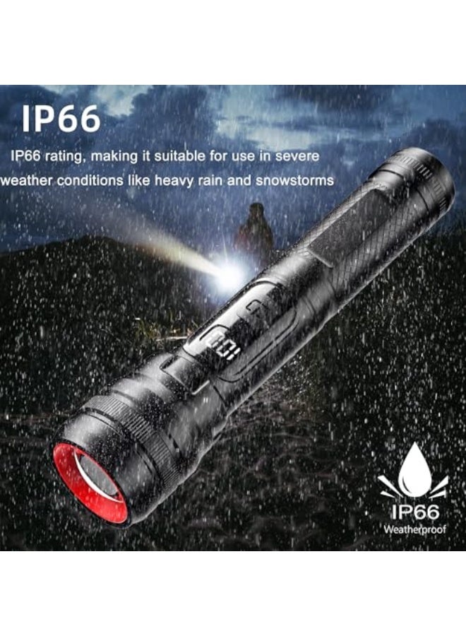 مصباح يدوي بقوة 20000 لومن مع LED، flashlight قابل للشحن، 5 أوضاع إضاءة مع شاشة LCD لعرض الطاقة، مصباح مقاوم للماء للتخييم، الأنشطة الخارجية، الطوارئ، واستخدام يومي. - Image 5