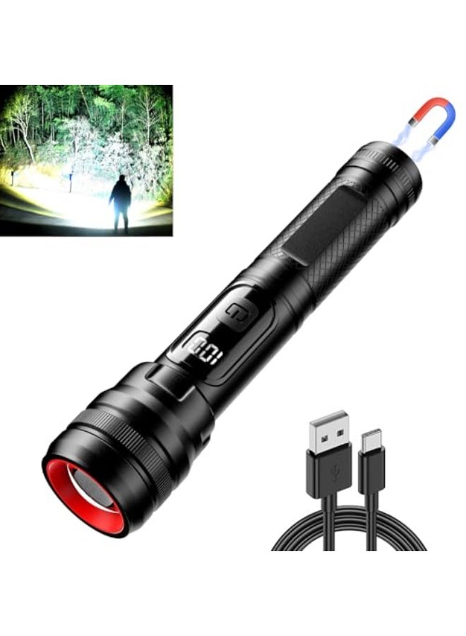مصباح يدوي بقوة 20000 لومن مع LED، flashlight قابل للشحن، 5 أوضاع إضاءة مع شاشة LCD لعرض الطاقة، مصباح مقاوم للماء للتخييم، الأنشطة الخارجية، الطوارئ، واستخدام يومي. - Image 1